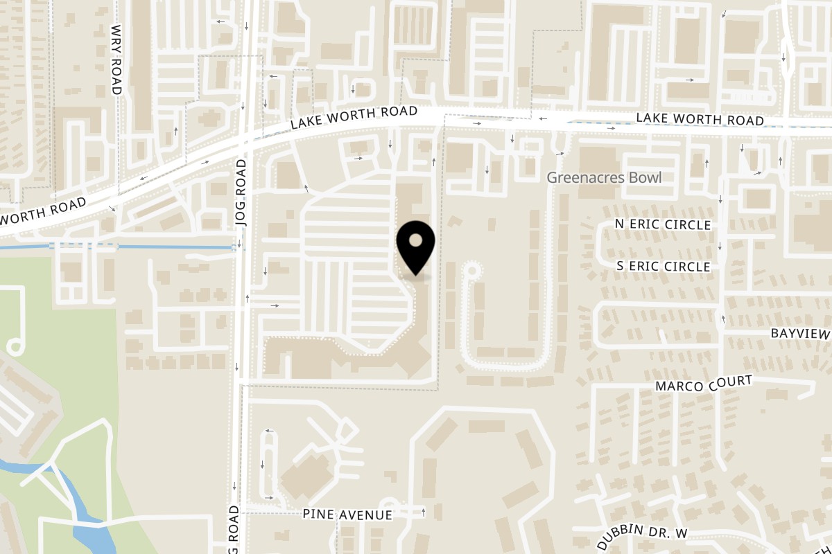 Map showing the location of Veracruz Restaurant on 6418 Lake Worth Rd in Greenacres